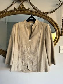 Womens Vintage Cream Eastex Jacket Embroidered Size UK 12 EUR 38