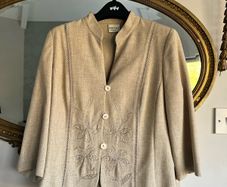 Womens Vintage Cream Eastex Jacket Embroidered Size UK 12 EUR 38