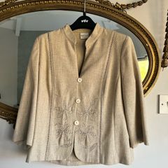 Womens Vintage Cream Eastex Jacket Embroidered Size UK 12 EUR 38