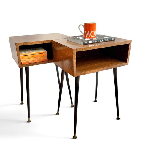 midcentury retro vintage bedside pair