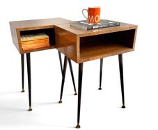 midcentury retro vintage bedside pair