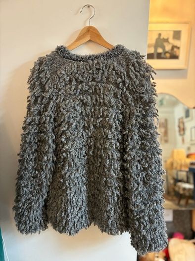 Zara faux sherling grey open coat with chain closure