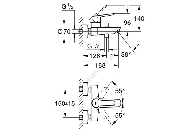 GROHE START Bath Mixer, Polished Chrome, 24206002
