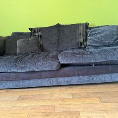 Large Grey 3-Seater Sofa & Matching Armchair