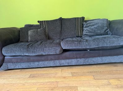 Large Grey 3-Seater Sofa & Matching Armchair
