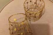 2 x christmas candle holders +candles