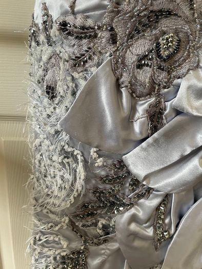 BNWT -  Silver/Blue hand beaded occasion Dress (10-12)
