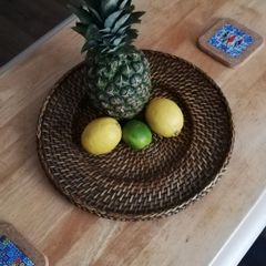 Handwoven rattan display plate