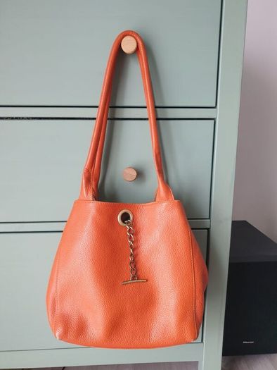 Orange Leather Handbag Similar To Tod's Handbag