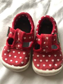 clarks doodles canvas t bar shoes red with white hearts