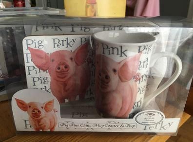 china mug perky pink pig