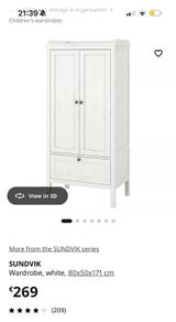 IKEA White Wardrobe Sundvik Range