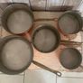 vintage copper pots with brass handles set of 5 Image 3