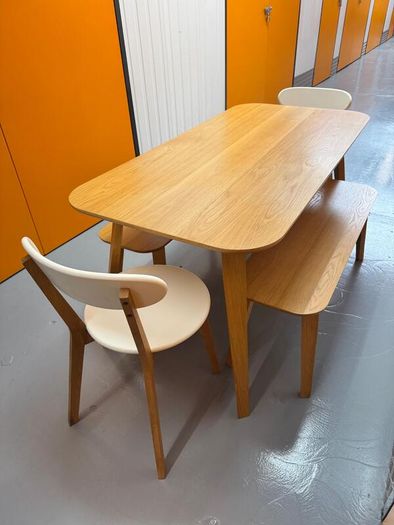 John Lewis dining table with two benches and 2 chairs