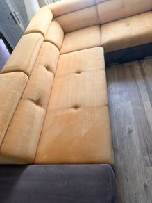Corner Sofa Bed  Mustard Gold, Recently Cleaned, with Bedding Storage Box