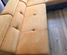 Corner Sofa Bed  Mustard Gold, Recently Cleaned, with Bedding Storage Box
