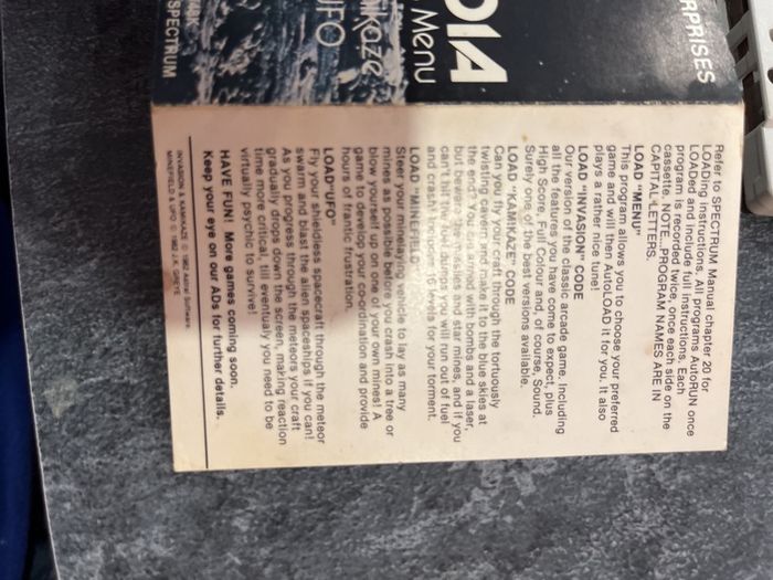 RARE 1982 ZX Spectrum Arcadia (J.K. Greye Enterprises) - Mint Condition Misprint Variant