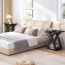 Narrow Side Table, Modern Slim Sofa Table with Open Storage, X-Design Narrow Bedside Table Nightstand for Living Room and Bedroom, Black Image 2