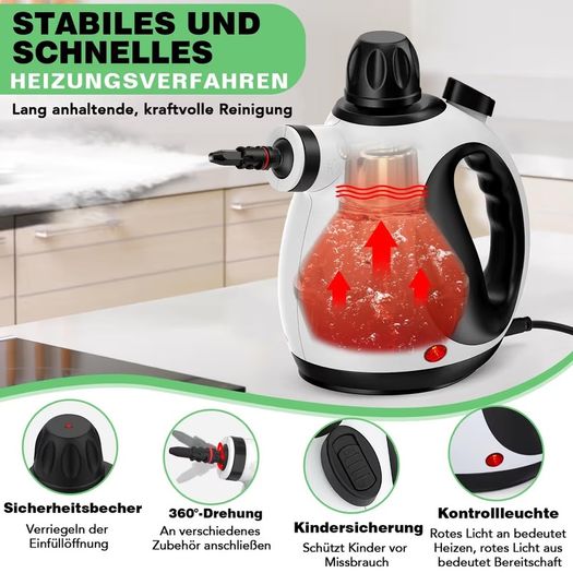 Brand New Portable Steam Cleaner with 10 Accessories for Home & Car.