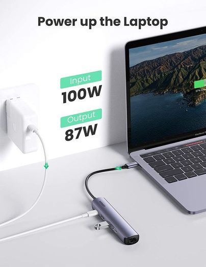 USB C Hub Type C to 3 Port USB 3.0 Dock with Gigabit Ethernet Adapter Micro USB Power for MacBook Pro Air Dell XPS 15 13 Chromebook Pixel Surface Book 2 Samsung S10 S9 Plus S8 Note 9 8