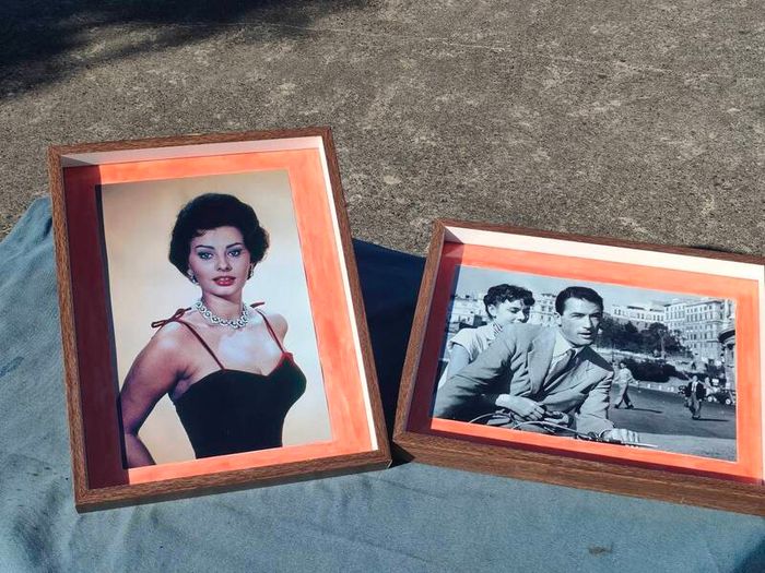 A large pair of Sophie Loren framed photos