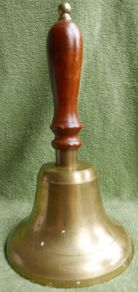 Vintage Solid Brass School Bell: Loud Ringing, Wood Handle, 10 Inch