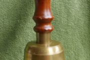 Vintage Solid Brass School Bell: Loud Ringing, Wood Handle, 10 Inch