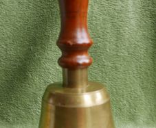 Vintage Solid Brass School Bell: Loud Ringing, Wood Handle, 10 Inch