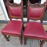 Victorian dining chairs crafted from oak with red leather upholstered seats Image 3