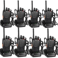 8 Pack 88E Long Range Walkie Talkie USB Rechargeable 16CH Walky Talky Radio with Earpieces and LED Light Voice Prompt for Field Survival Biking and Hiking MULTIPLE OPTIONS AVAILABLE, SEE DESCRIPTION (FREE POSTAGE)