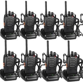 8 Pack 88E Long Range Walkie Talkie USB Rechargeable 16CH Walky Talky Radio with Earpieces and LED Light Voice Prompt for Field Survival Biking and Hiking MULTIPLE OPTIONS AVAILABLE, SEE DESCRIPTION (FREE POSTAGE)