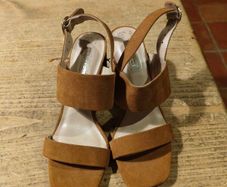Ladies Penny's Brown swade Sandles. New with tags.e