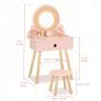 Kids Dressing Table, Pink Kids Vanity Table and Chair with 11 Pcs Wooden Makeup Set, Pretend Dresser Desk Chair Set, Girls Vanity for 3 Year Old and Up Image 2
