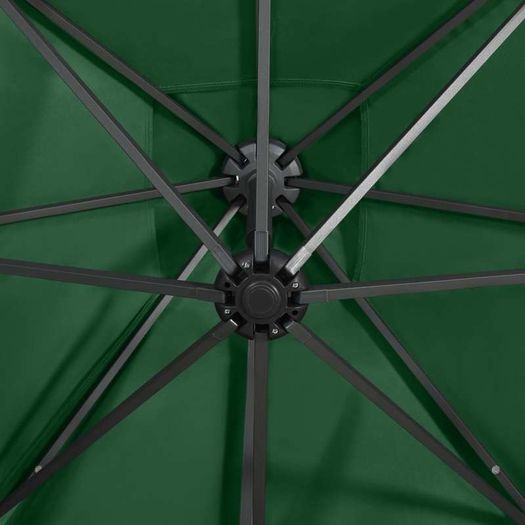 Cantilever Umbrella with Pole and LED Lights Green 300 cm