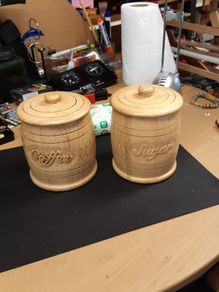 Coffee and sugar wooden canisters
