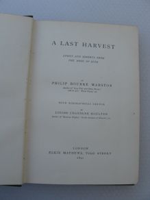 Vintage Book:- A Last Harvest