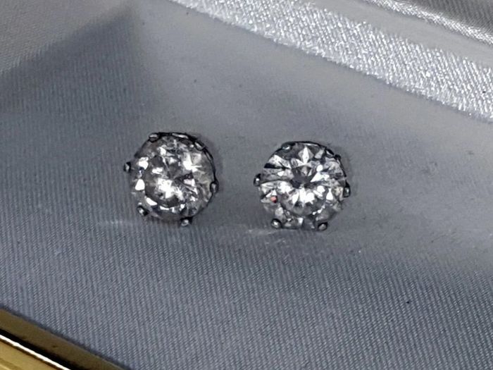 Hallmarked Silver Vintage Solitaire Earrings