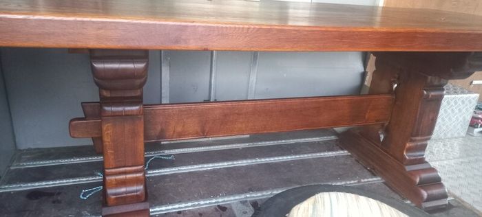 Antique 19th Century oak Monastery Table chunky well made solid with amazing patina comes with two large oak benches