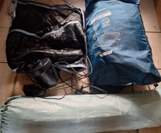 Camping Bundle - Decathlon Quechua Air Bed, Electric Pump & Windbreaker