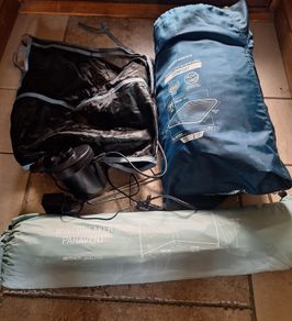 Camping Bundle - Decathlon Quechua Air Bed, Electric Pump & Windbreaker