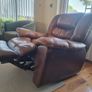 Brown Leather Recliner Armchair Image 3