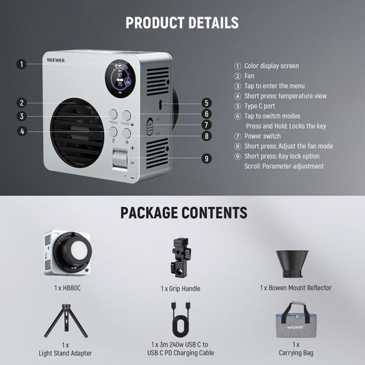 Neewer HB80C - Compact RGB Video light