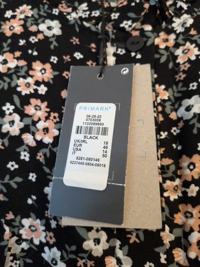 Primark Sustainable  Viscose Black Dress With A Small  Flower Pattern.Size 18.  B.N.W.T.
