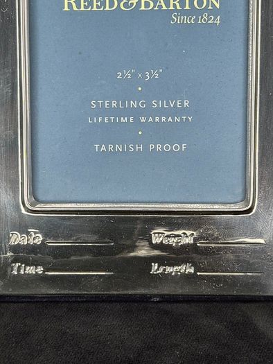 Reed & Barton Sterling Silver Baby Record Picture Frame Boxed 2.5 x 3.5