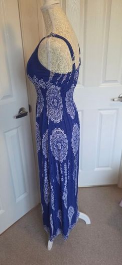 Blue White Boho Paisley Midi Maxi Dress Summer Holiday Festival Wear
