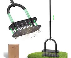 Lawn Aerator Automatic Dirt and Leaf Clean Design,Pre-Assembled 15 Iron Spikes Metal,Soil Lawn Aerating Tools for Yard Lawn and Garden, lawn aerator spikes aerating tool