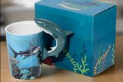 BRAND NEW Lisa Parker Shark Ceramic Shaped Handle Mug