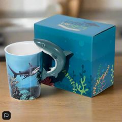 BRAND NEW Lisa Parker Shark Ceramic Shaped Handle Mug