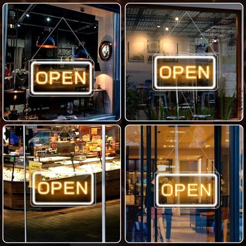 16"x 9" Adjustable Brightness Open Signs for Business, Ultra Bright Lighted Sign Open Powered by USB with ON/OFF, Electric Light up Sign for Stores, Restaurants, Retail Shops, Bar (Horizontal)