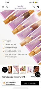 Tarte New Maracuja Juicy Glow Tint Foundations BNIB see pictures for shades